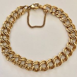 James Avery Heavy Double Curb Charm Bracelet GOLD